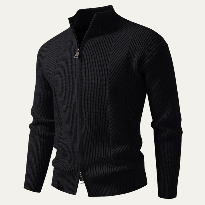 Cardigan zippé Cisternino en maille côtelée – smart casual