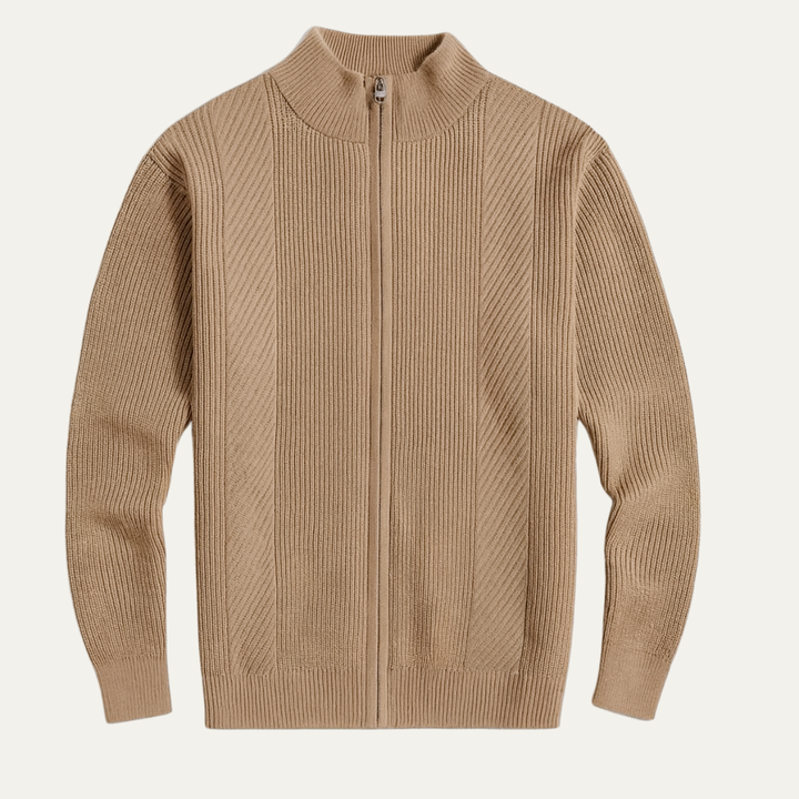 Cardigan zippé Cisternino en maille côtelée – smart casual