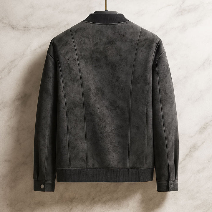 Bomber homme en suédine végane – col côtelé et coupe ajustée