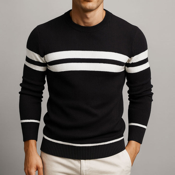 Pull homme rayé en coton premium – élégance décontractée
