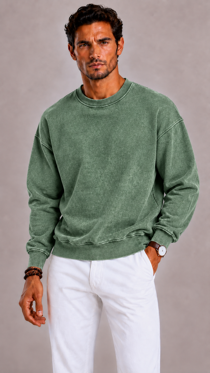 Pull homme oversized col rond, chaud et casual
