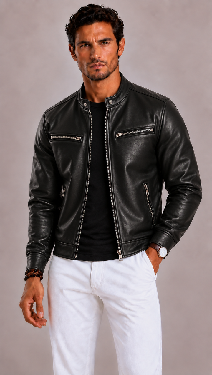 Veste en cuir homme style vintage, patine authentique