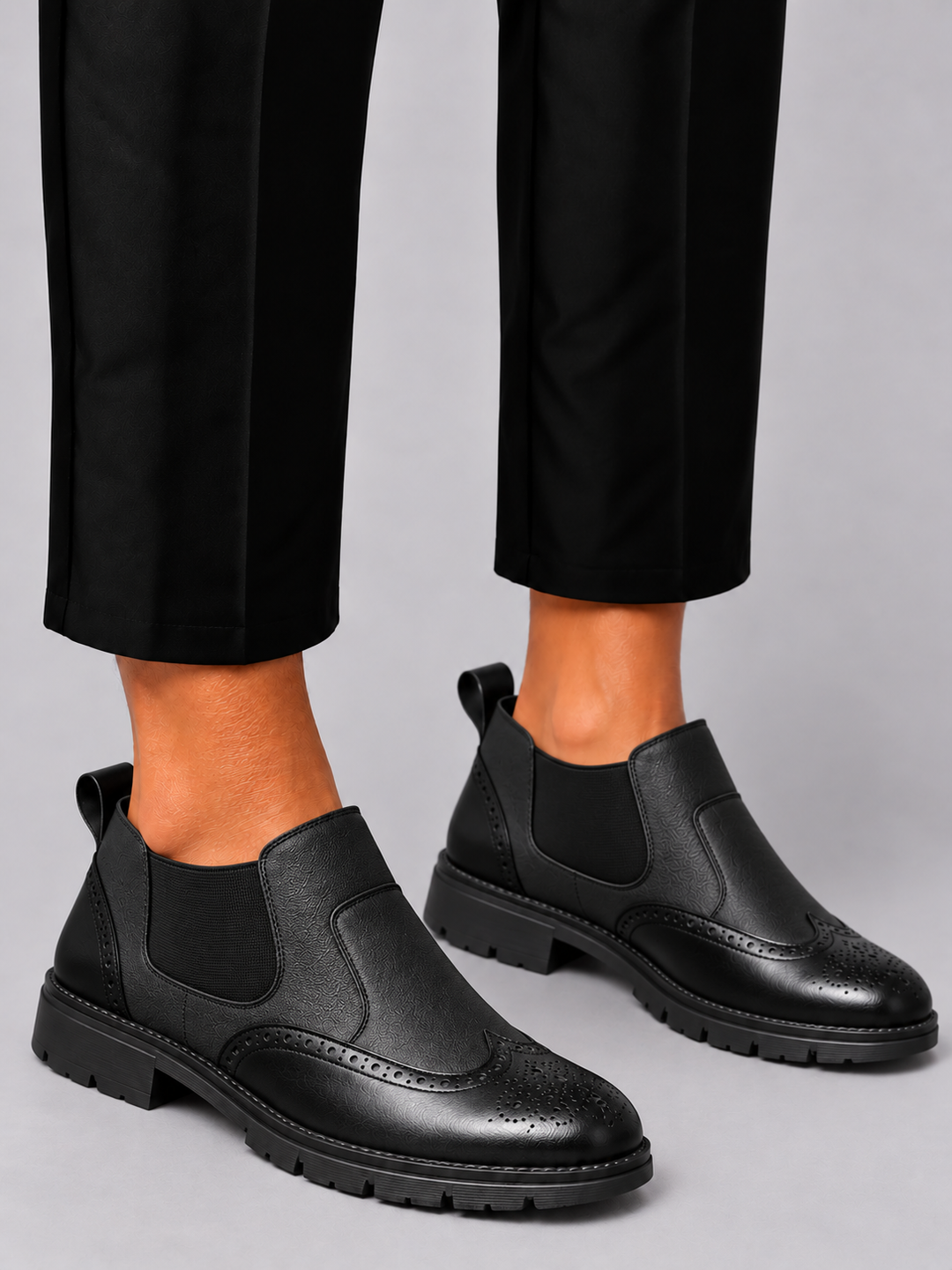 Boots chelsea brogue Quark-18, détails wingtip, enfilage facile