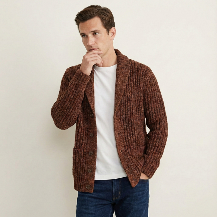 Cardigan Montpellier en grosse maille à col châle pour homme