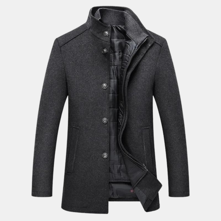 Manteau homme en laine à col montant – doublure matelassée