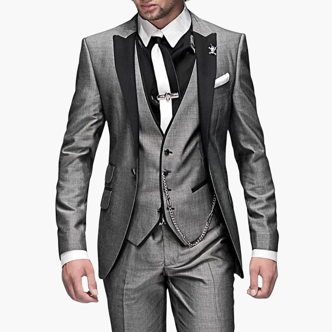 Costume homme trois pièces classique – revers tombant élégant