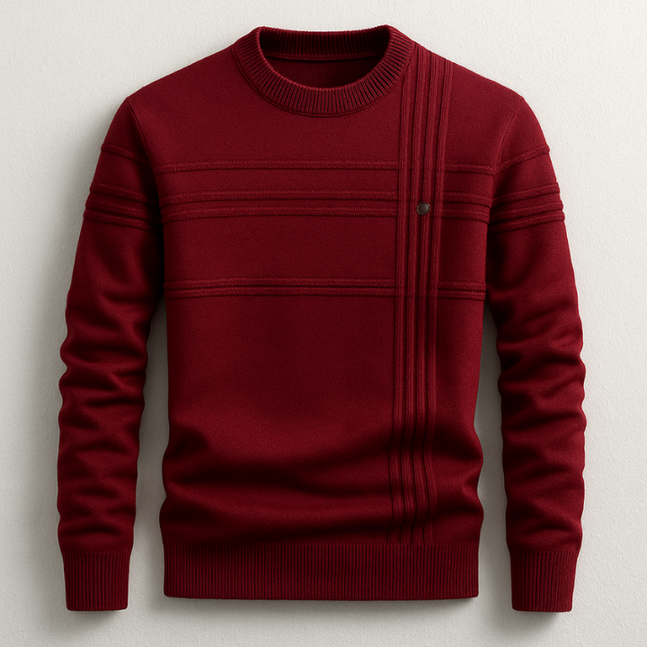 Pull homme en coton mi-épais – col rond classique, coupe nette