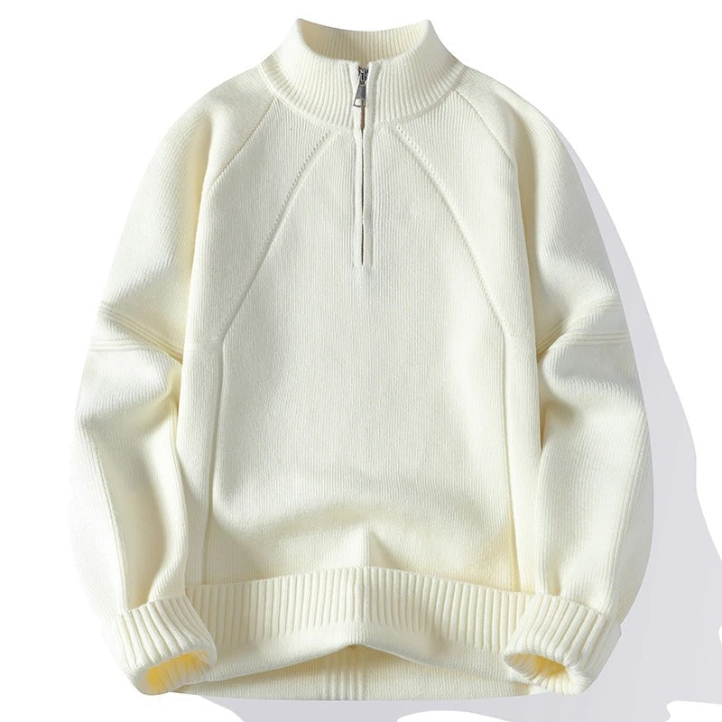 Pull homme demi-zip en maille côtelée – chaleur et simplicité