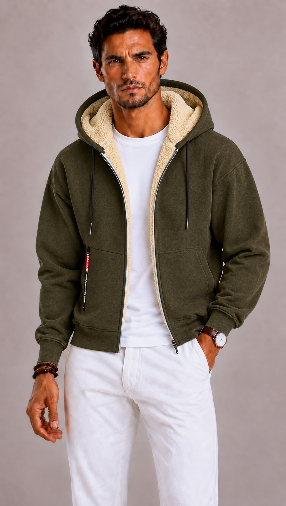 Cardigan homme en laine à capuche, douceur et chaleur