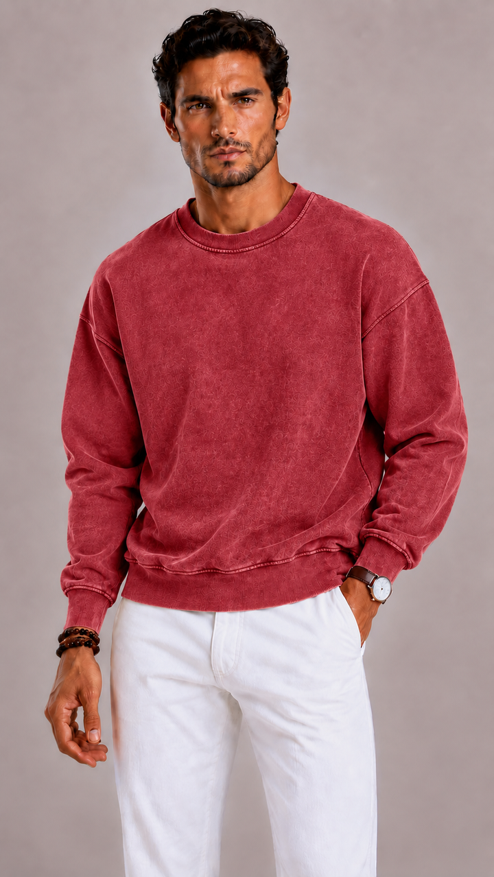 Pull homme oversized col rond, chaud et casual