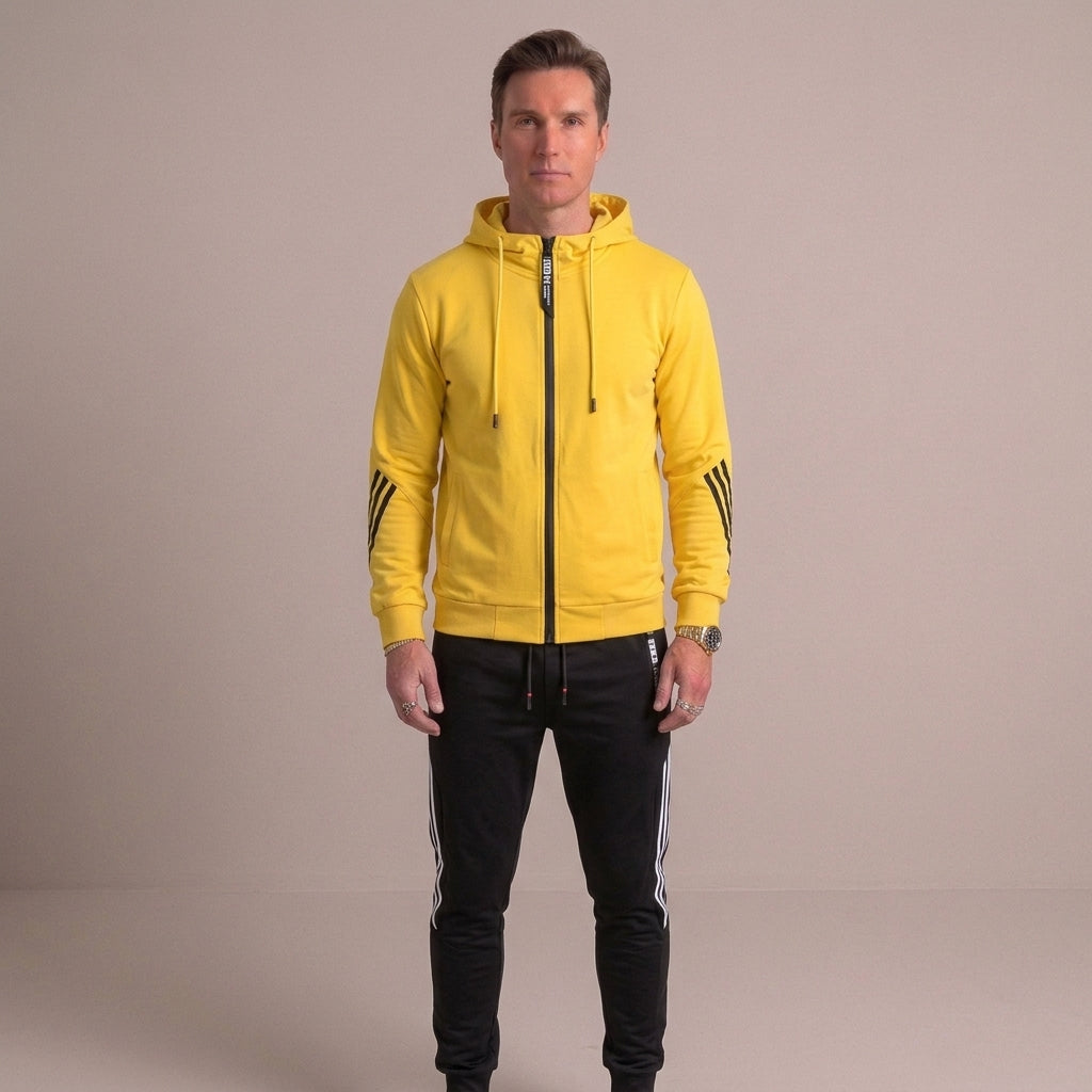 Survêtement homme zippé en coton mélangé – deux pièces assorties