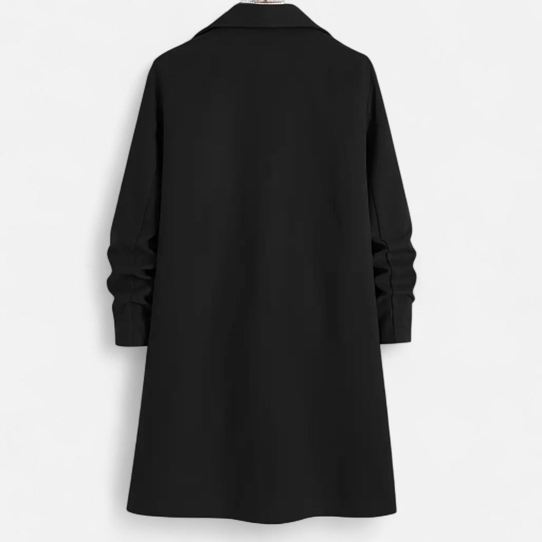 Manteau long homme uni – revers crantés, coupe droite