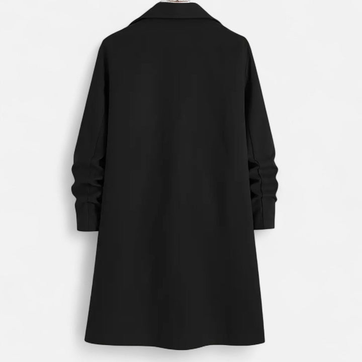 Manteau long homme uni – revers crantés, coupe droite
