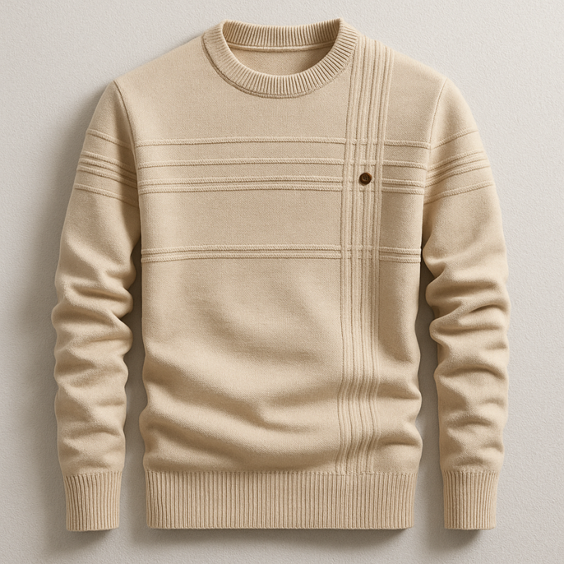 Pull homme en coton mi-épais – col rond classique, coupe nette