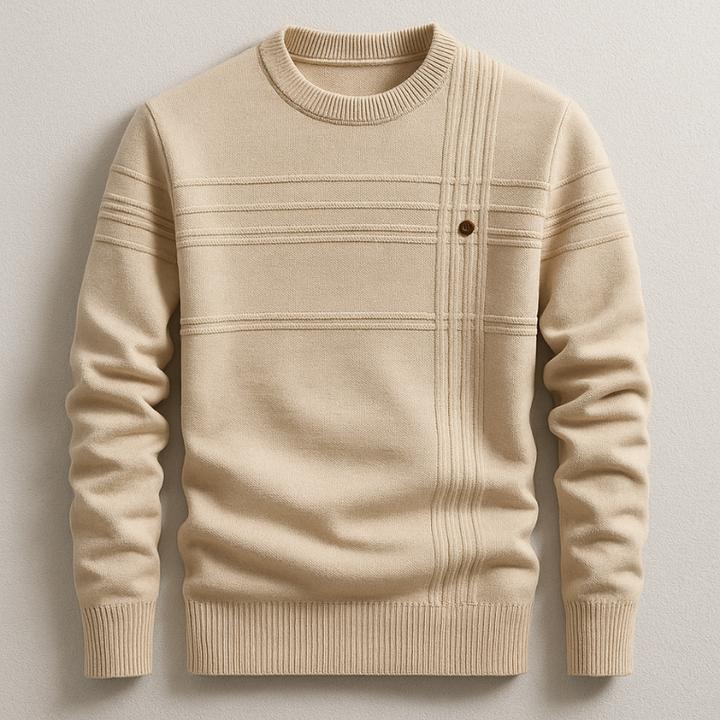 Pull homme en coton mi-épais – col rond classique, coupe nette