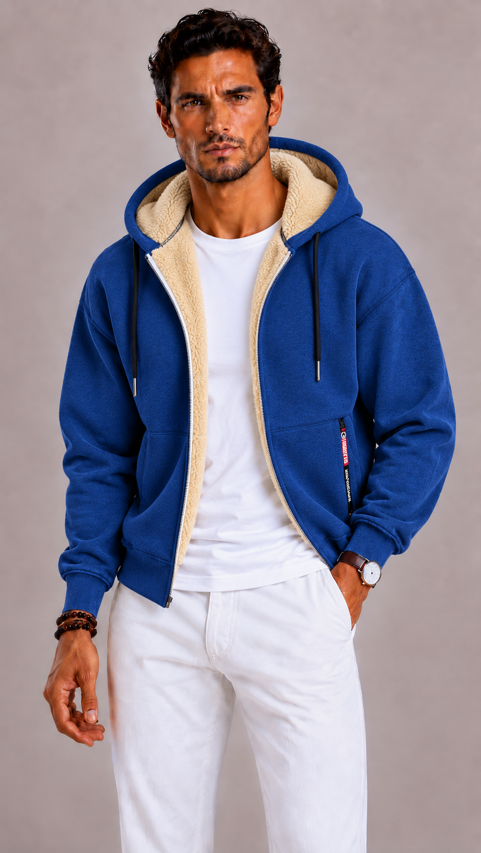 Cardigan homme en laine à capuche, douceur et chaleur