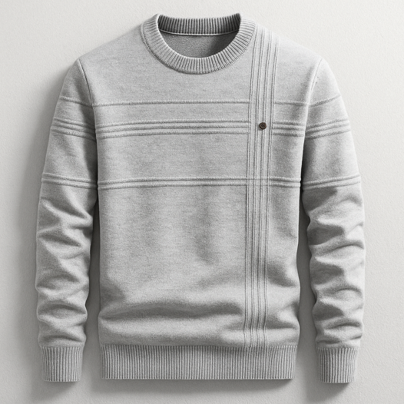 Pull homme en coton mi-épais – col rond classique, coupe nette