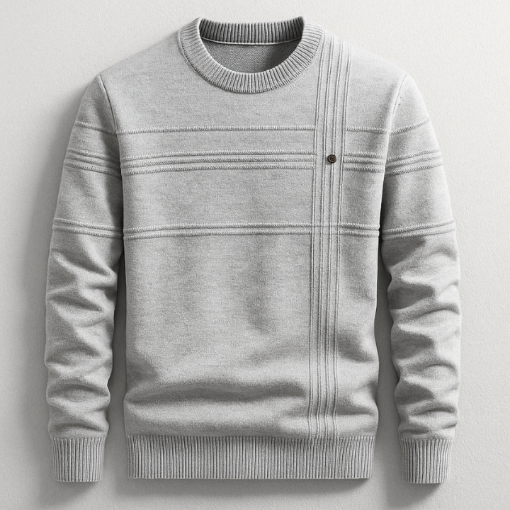 Pull homme en coton mi-épais – col rond classique, coupe nette