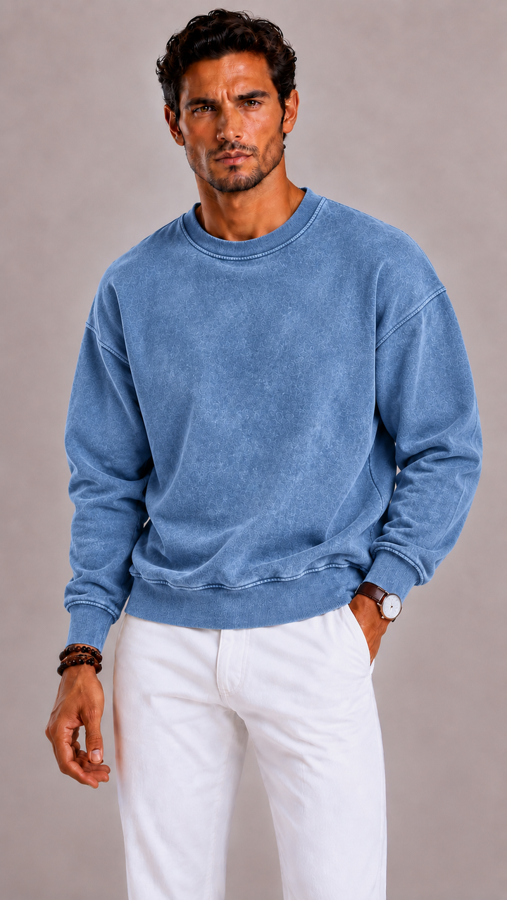 Pull homme oversized col rond, chaud et casual