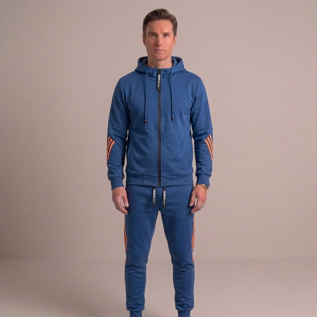 Survêtement homme zippé en coton mélangé – deux pièces assorties