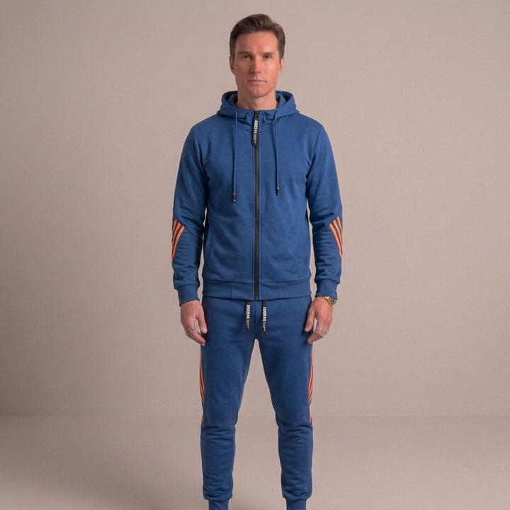 Survêtement homme zippé en coton mélangé – deux pièces assorties