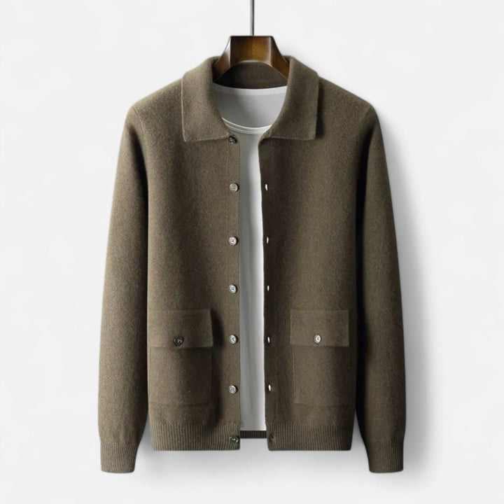 Cardigan homme en cachemire coupe ajustée – boutons classiques