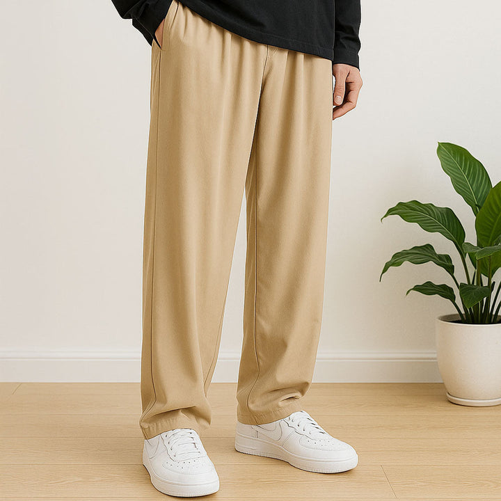 Pantalon large homme en tissu doux – taille élastique réglable
