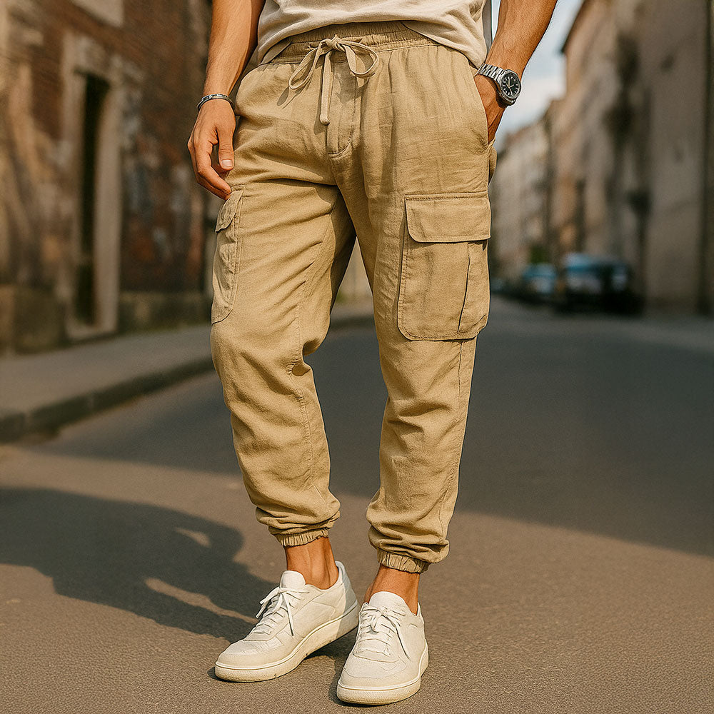 Jogger cargo homme en lin – respirant et décontracté