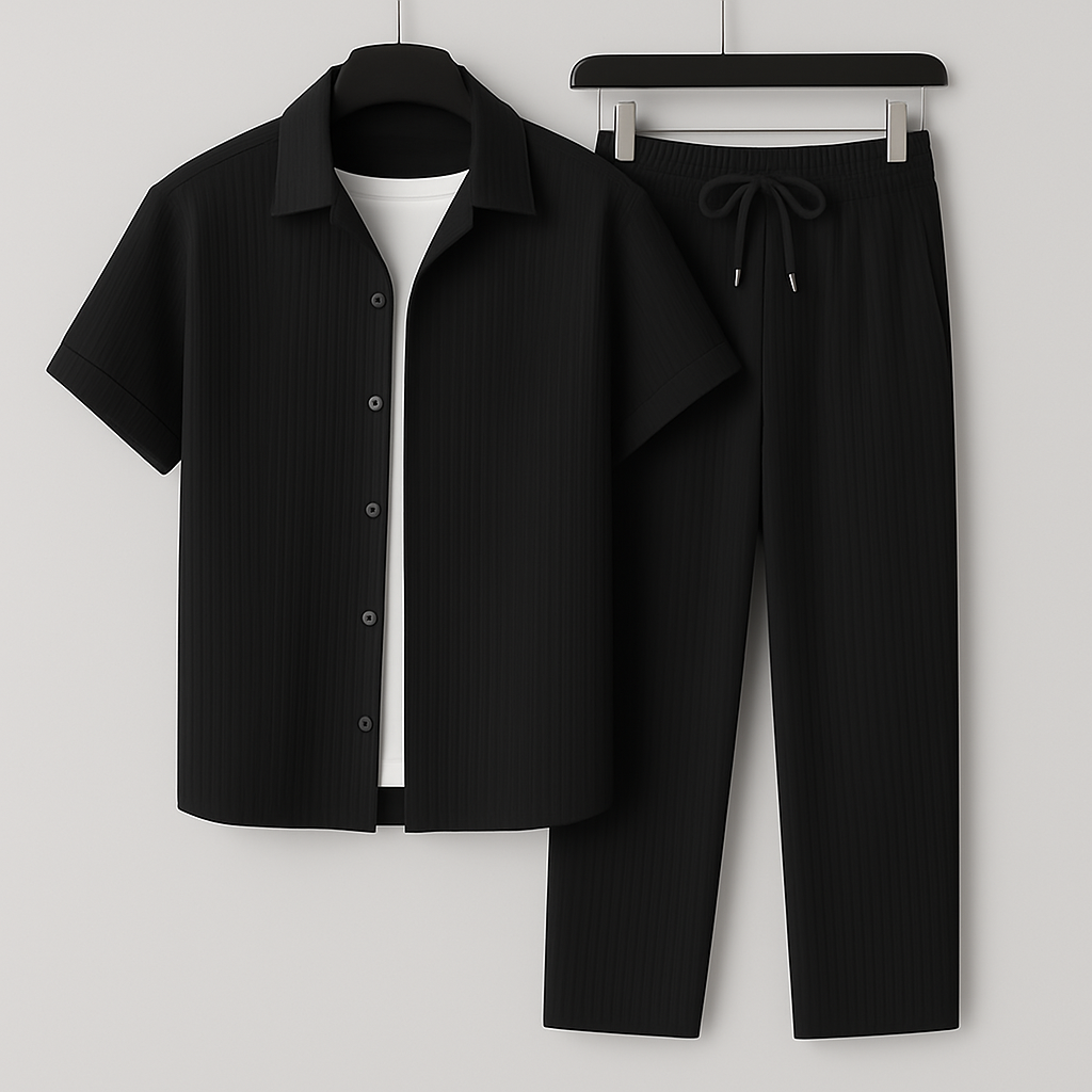Ensemble détente homme en jersey côtelé – chemise et pantalon