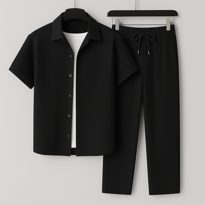 Ensemble détente homme en jersey côtelé – chemise et pantalon