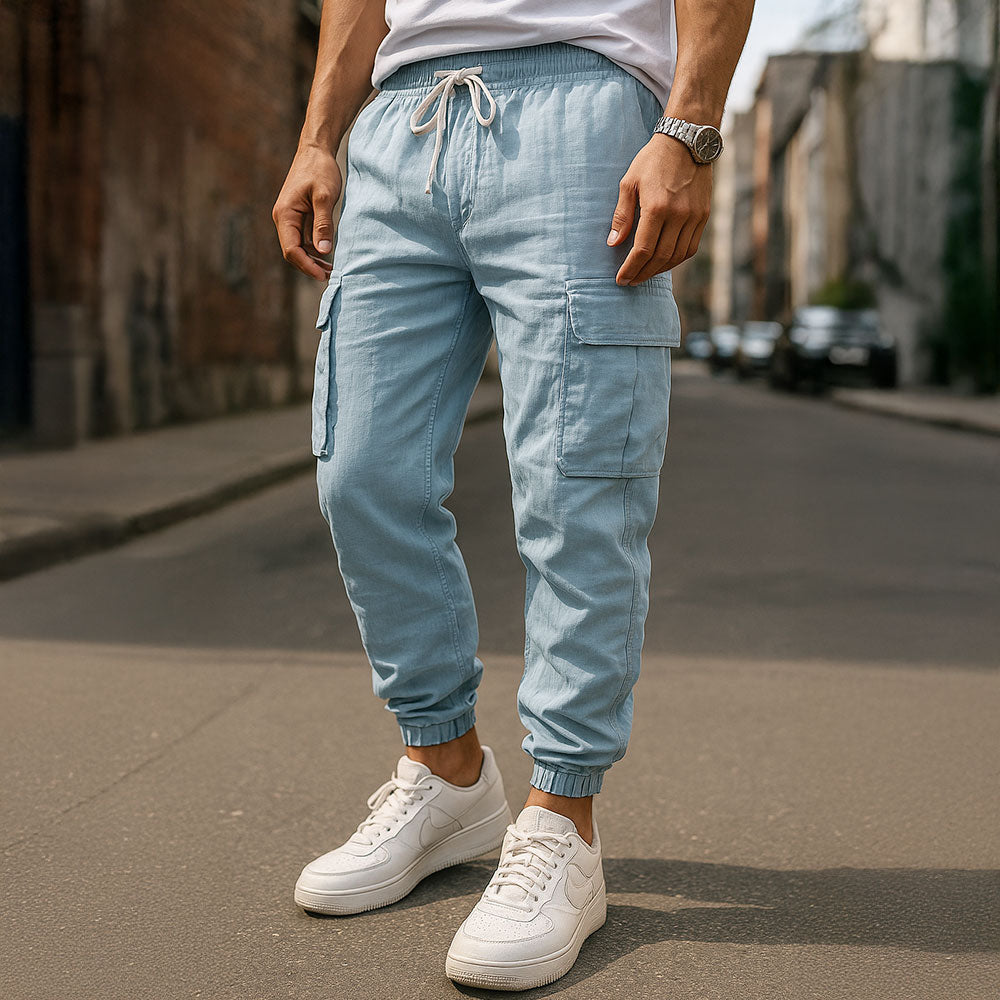 Jogger cargo homme en lin – respirant et décontracté