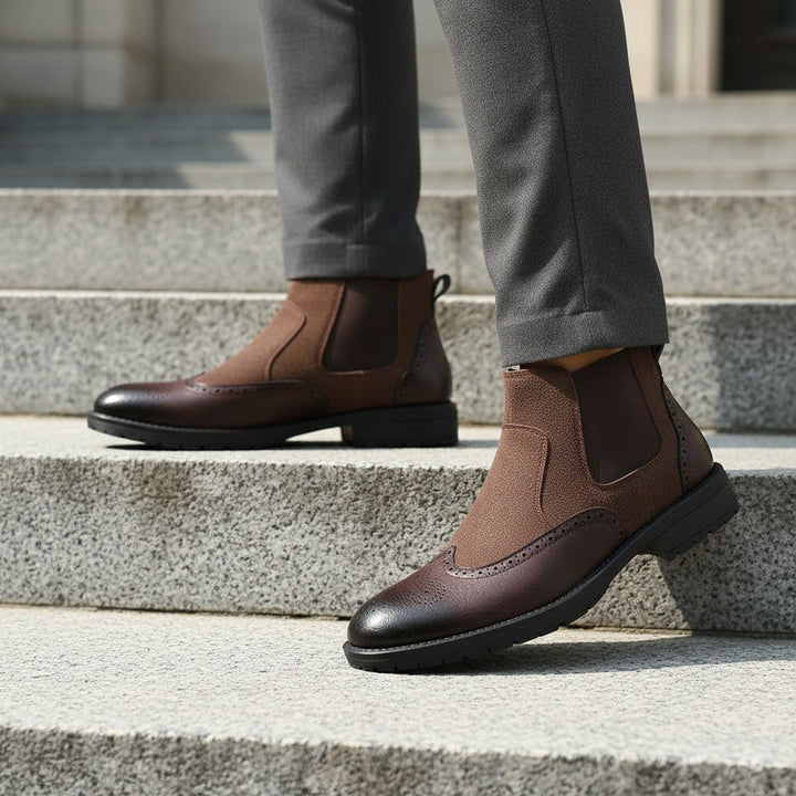 Boots chelsea brogue Quark-18 – détails wingtip, enfilage facile