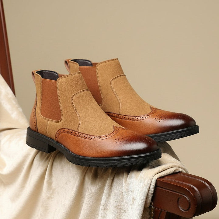 Boots chelsea brogue Quark-18 – détails wingtip, enfilage facile