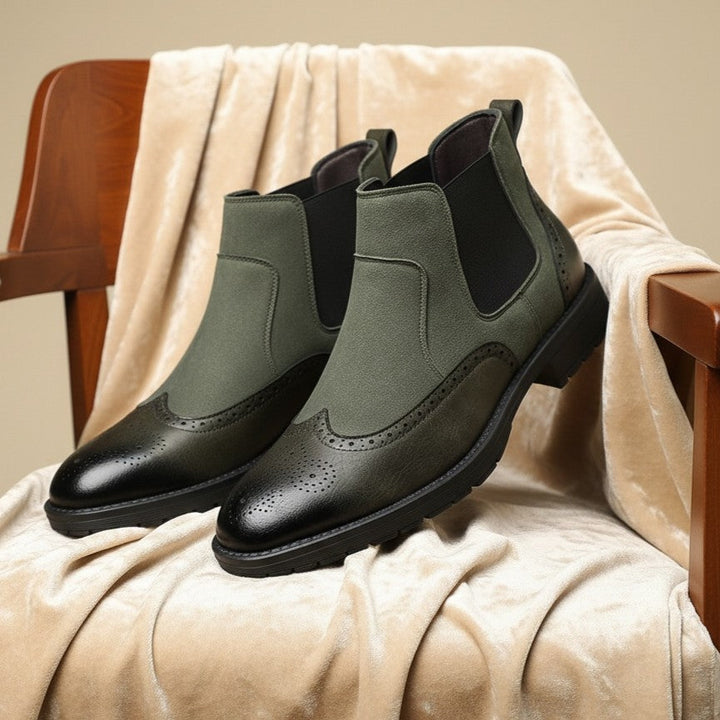 Boots chelsea brogue Quark-18 – détails wingtip, enfilage facile