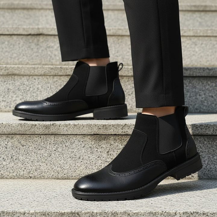 Boots chelsea brogue Quark-18 – détails wingtip, enfilage facile