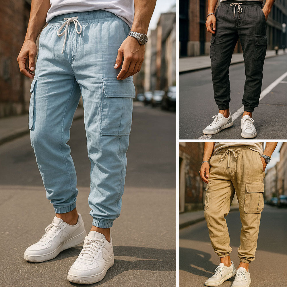 Jogger cargo homme en lin – respirant et décontracté