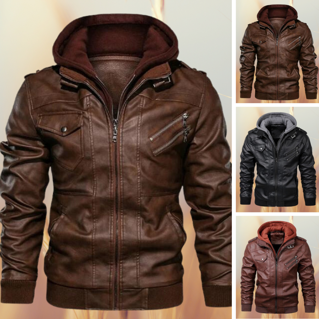 Veste biker homme en simili cuir – coupe ajustée intemporelle
