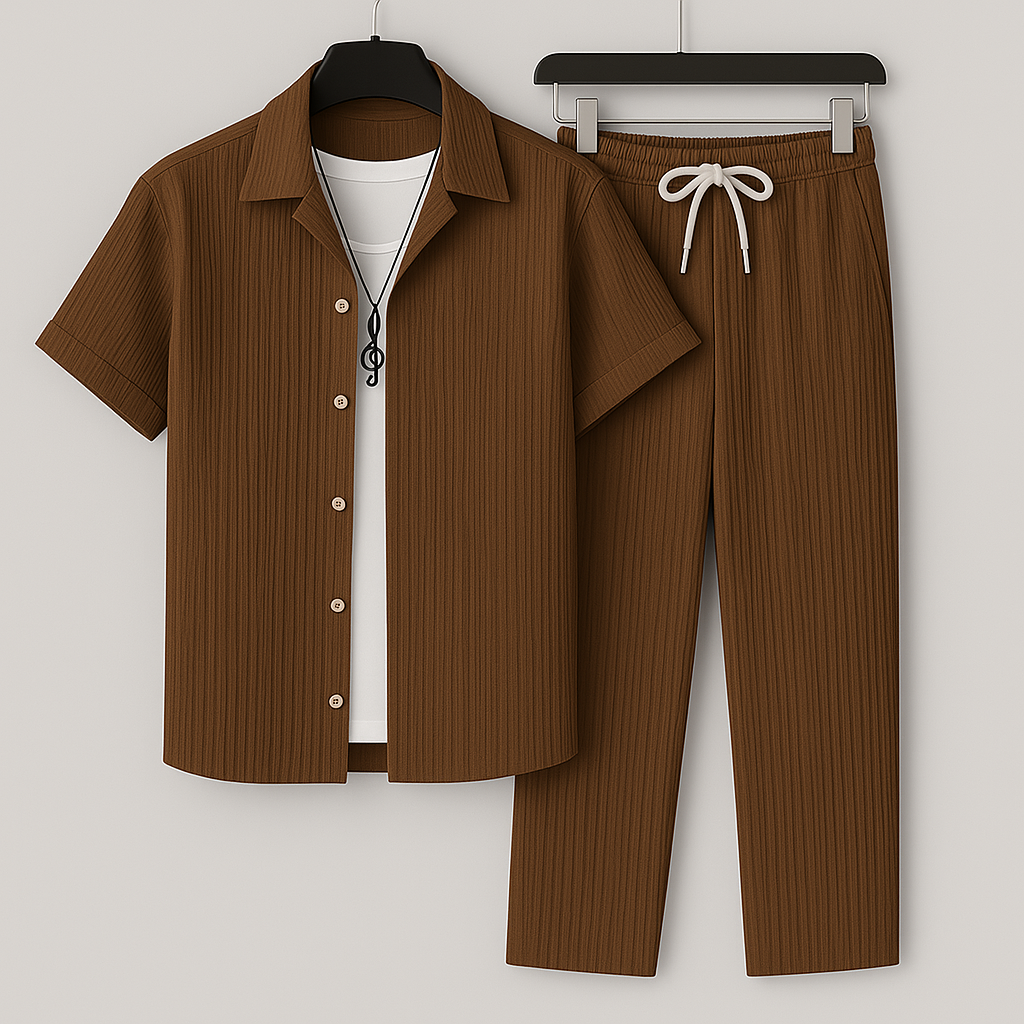 Ensemble détente homme en jersey côtelé – chemise et pantalon
