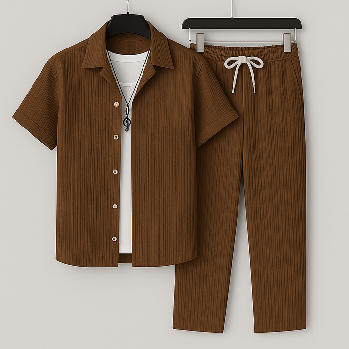 Ensemble détente homme en jersey côtelé – chemise et pantalon