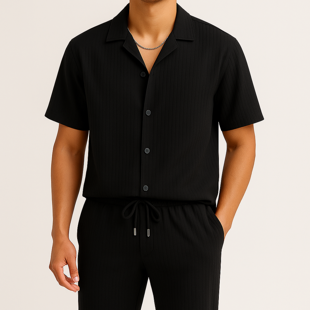 Ensemble détente homme en jersey côtelé – chemise et pantalon