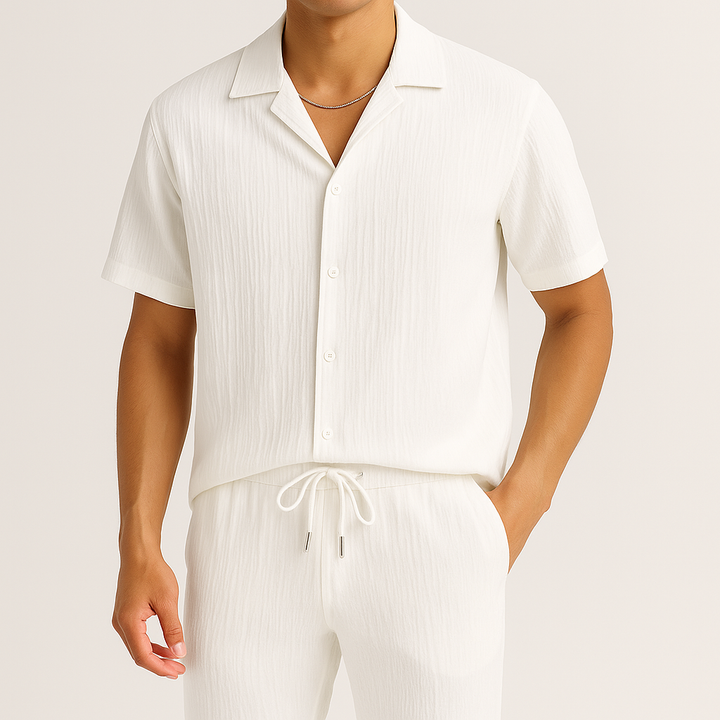Ensemble détente homme en jersey côtelé – chemise et pantalon