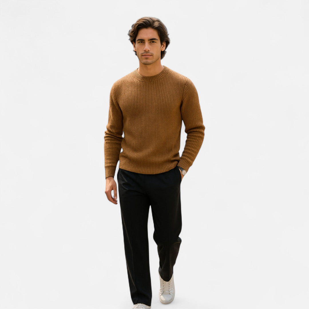 Pull col rond homme en maille – tricoté avec soin