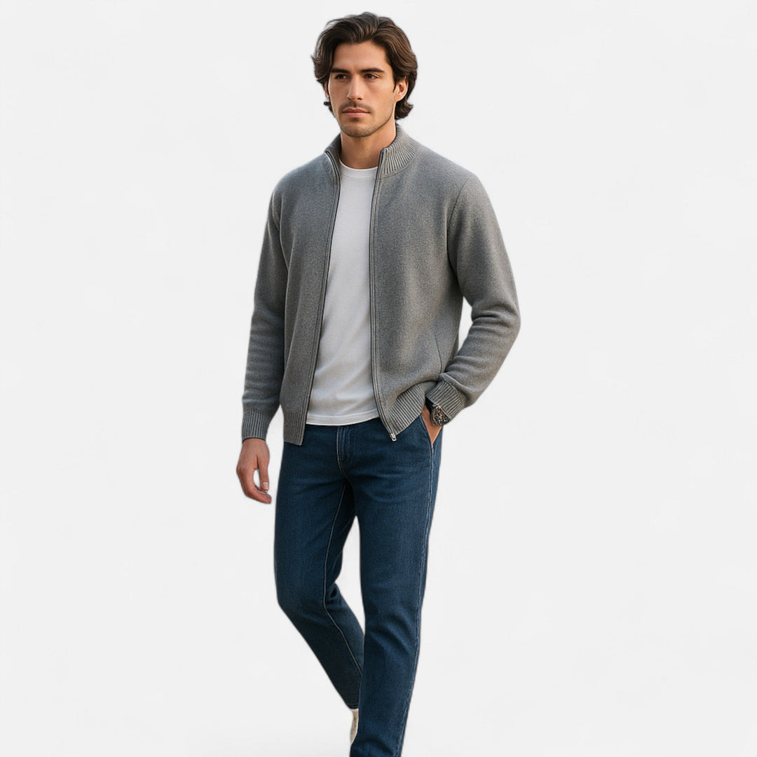 Veste en maille zippée homme en cachemire peigné – élégance sobre