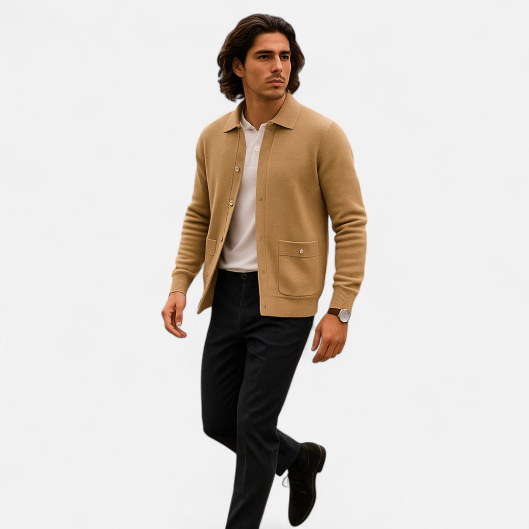 Cardigan homme en cachemire coupe ajustée – boutons classiques