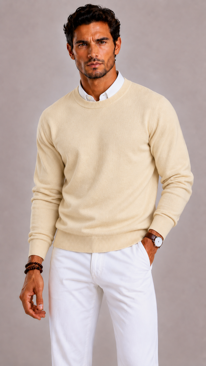 Pull homme en cachemire premium, édition limitée, coupe ajustée