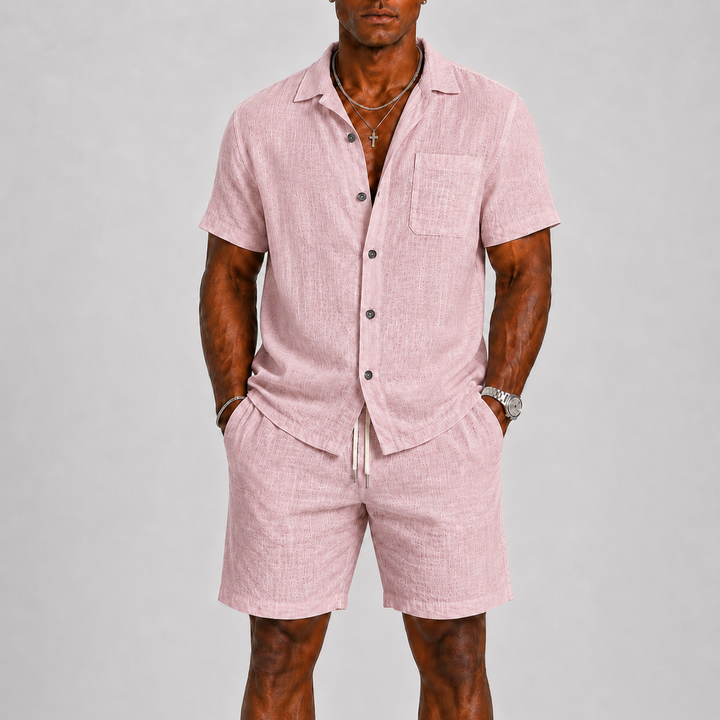 Ensemble d'été en lin homme – chemisette et short assortis
