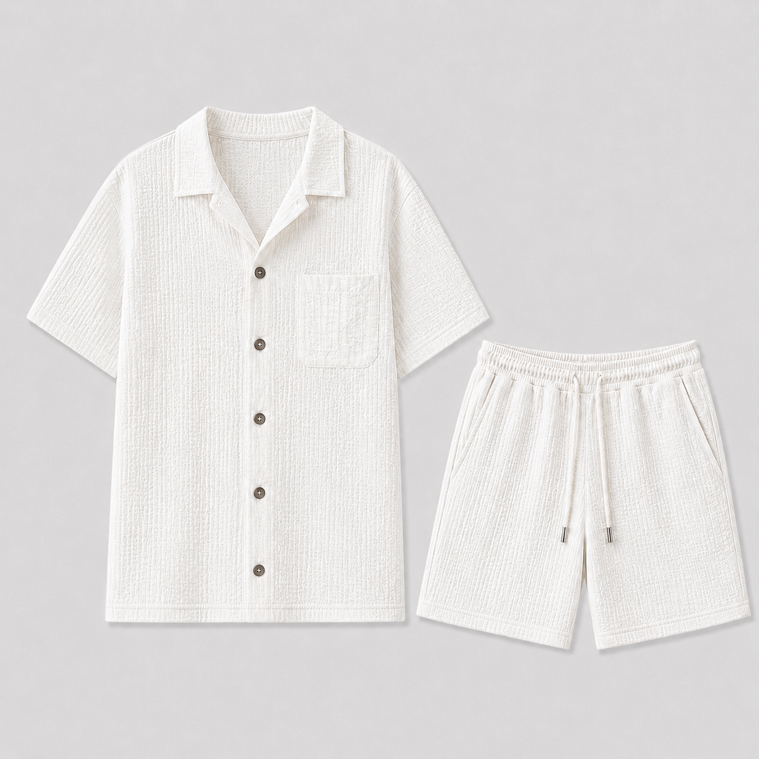 Ensemble d'été en lin homme – chemisette et short assortis