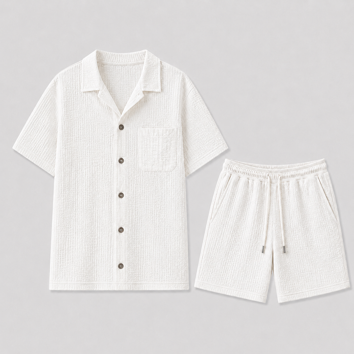 Ensemble d'été en lin homme – chemisette et short assortis