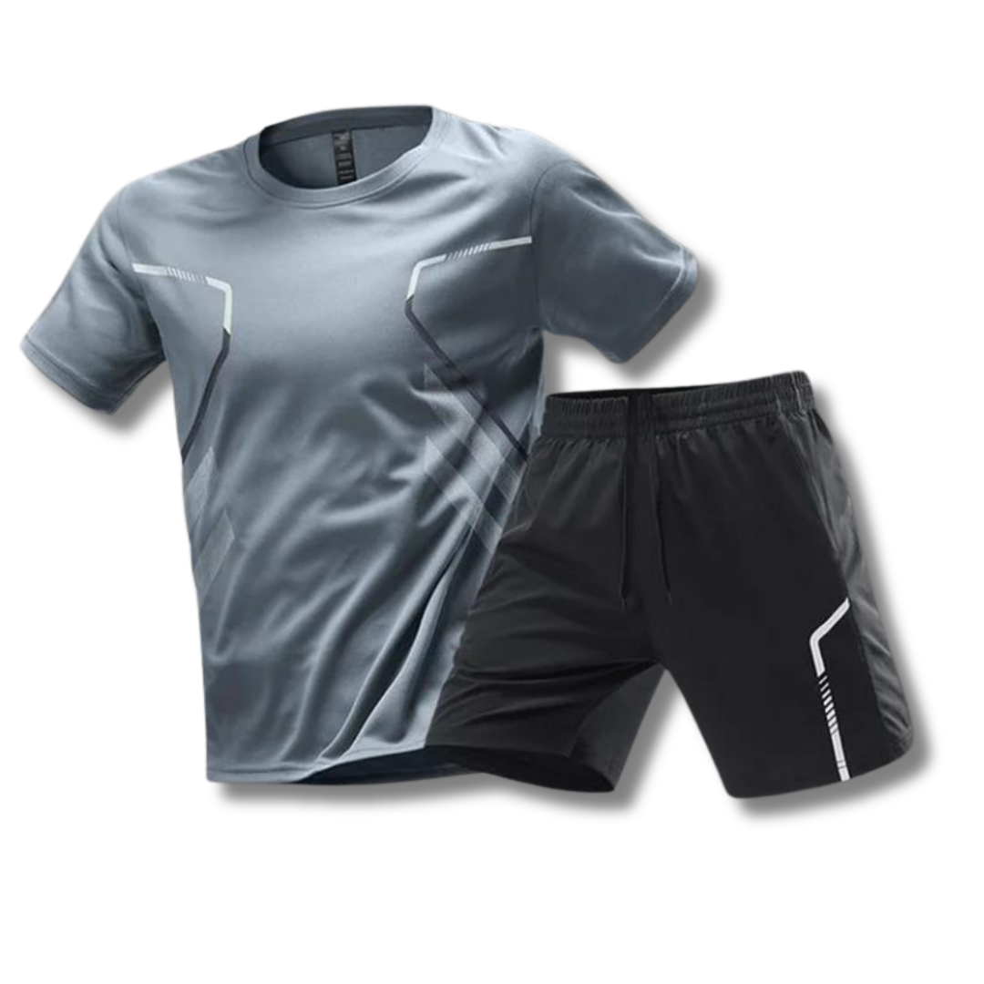 Ensemble sport homme t-shirt et short – matière respirante