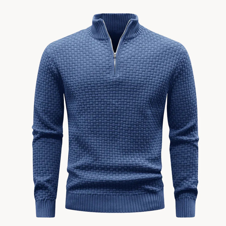 Pull Hugo homme en maille nid d'abeille – col zippé